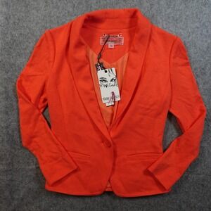 Yoana Baraschi Blazer Womens Extra Small NWT Orange Red One Button Firebird